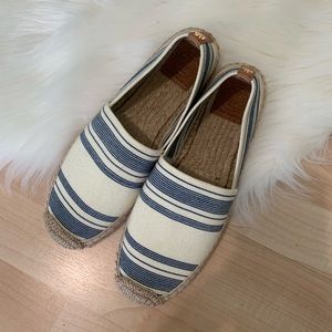 Tory Burch Striped Canvas Espadrille Slip Ons 8